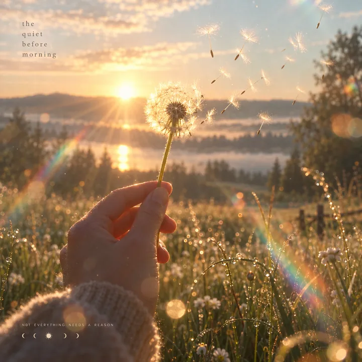 Leises Licht: Pusteblume – KI-generiert mit GPT Image 2.5 Sunburst
