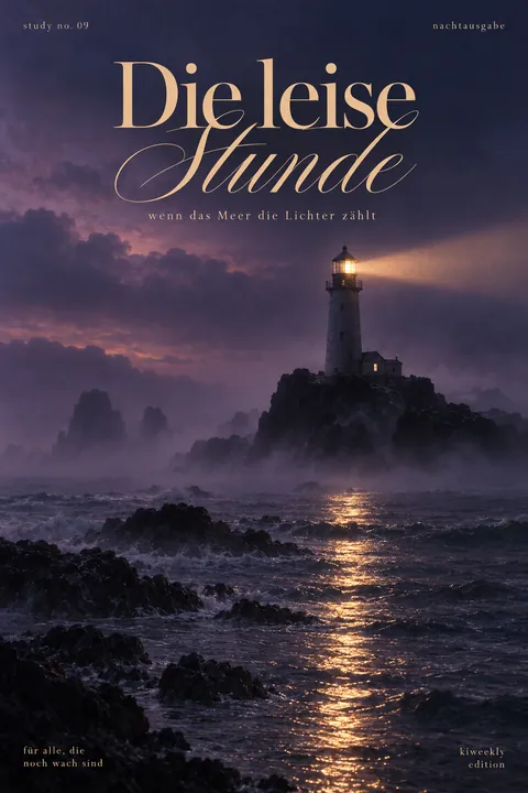 Velvet-Poster: Die leise Stunde – KI-generiert mit GPT Image 2.5 Sunburst